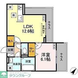 京急本線 上大岡駅 徒歩18分の賃貸アパート 1階1LDKの間取り