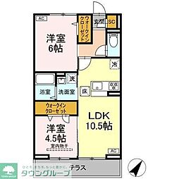 横浜市営地下鉄ブルーライン 港南中央駅 徒歩14分の賃貸アパート 1階2LDKの間取り