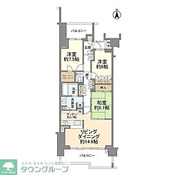 JR横須賀線 東戸塚駅 徒歩10分の賃貸マンション 8階3LDKの間取り