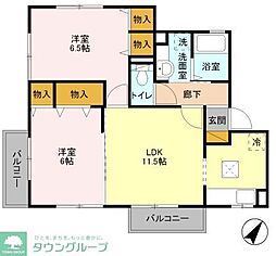 ラピュタＫ 1階2LDKの間取り