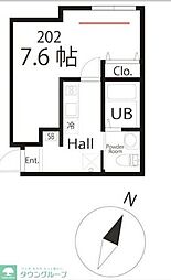 京急本線 弘明寺駅 徒歩8分の賃貸アパート 1階ワンルームの間取り