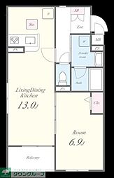 横浜市営地下鉄ブルーライン 蒔田駅 徒歩5分の賃貸アパート 1階1LDKの間取り
