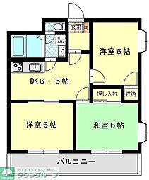クリーンパレス中島 2階3DKの間取り