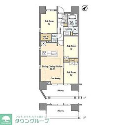 横須賀中央レジデンス 3LDKの間取図画像