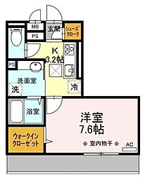 ラ・カーサ 1Kの間取図画像