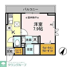 セジュール大船S 1Kの間取図画像