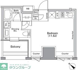 ザ・パークハビオSOHO横浜関内 ワンルームの間取図画像