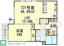 ヴィラージュ戸塚II 1LDKの間取図画像