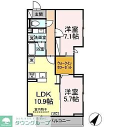 ホープハイツ 2LDKの間取図画像