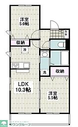 ヴェル・エール 2LDKの間取図画像