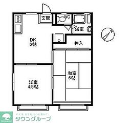 サニー元町 2DKの間取図画像