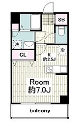 LOC'Sヨコハマベイサイド ワンルームの間取図画像