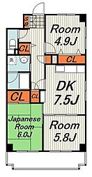 メゾンデフォンティヌ 3DKの間取図画像