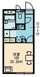 レオパレスハマヤ 1Kの間取図画像