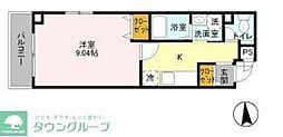 ベルレジデンス 1Kの間取図画像