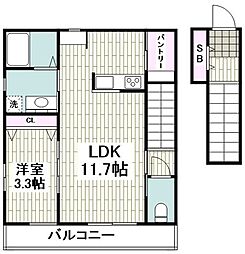 ブルーコートヴィラ 1LDKの間取図画像