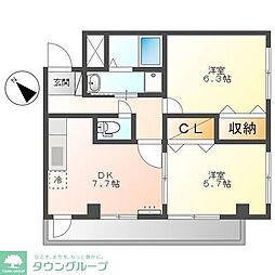 メイプルハウス 2DKの間取図画像