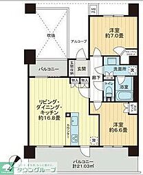 ライオンズ湘南藤沢グランフォート 2LDKの間取図画像