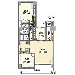 コスモ東戸塚グランパルクA棟 3LDKの間取図画像