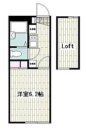 レオパレスマルスン2 1Kの間取図画像