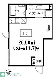 シャルボン ワンルームの間取図画像