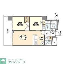 ブランズタワー大船 2LDKの間取図画像