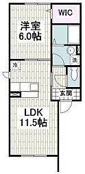 アレイ湘南 1LDKの間取図画像