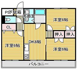 ソレイユ千 3DKの間取図画像