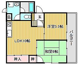 ジュエル伊勢 2階2LDKの間取り