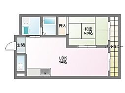 バグース1 1LDKの間取図画像