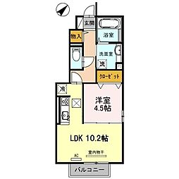 ボナール・ヴィーブルIII 1階1LDKの間取り