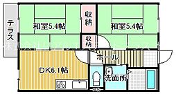 クワトルセゾン 2DKの間取図画像