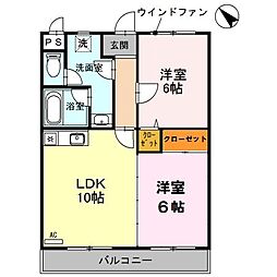 ヴィラ・デ・グラン 2LDKの間取図画像
