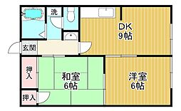 遠藤タウニー 2DKの間取図画像