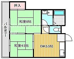 カナイハイツ 2DKの間取図画像