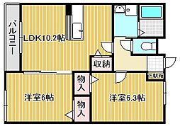 フォレスト 2LDKの間取図画像