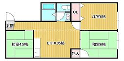 緑富荘 3DKの間取図画像