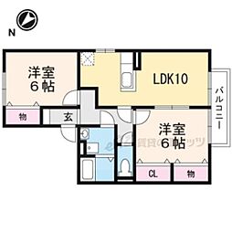 近江鉄道近江本線 水口石橋駅 徒歩2分の賃貸アパート 2階2LDKの間取り