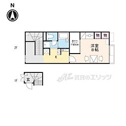 近江鉄道八日市線 八日市駅 6.5kmの賃貸アパート 2階1Kの間取り