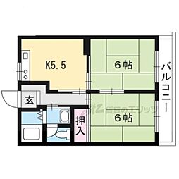 コットンハウス 1階2DKの間取り