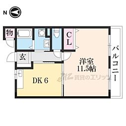 京阪石山坂本線 石山寺駅 徒歩30分の賃貸マンション 2階1LDKの間取り