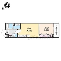 JR東海道・山陽本線 草津駅 徒歩23分の賃貸アパート 3階1LDKの間取り