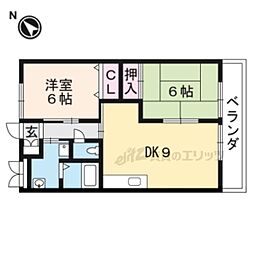駅前コーポラス 2DKの間取図画像