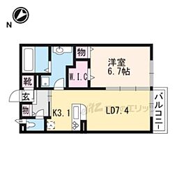 JR湖西線 堅田駅 徒歩20分の賃貸アパート 2階1LDKの間取り