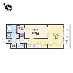 ラクーン守山 3階1LDKの間取り