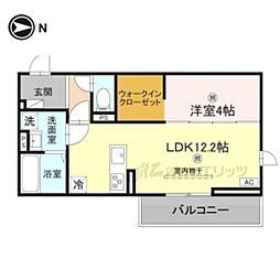 D-ROOM山上 2階1LDKの間取り