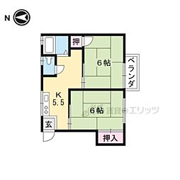 JR湖西線 安曇川駅 徒歩6分の賃貸アパート 1階2DKの間取り