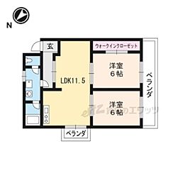 サンコーポ 3階2LDKの間取り