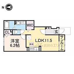 JR草津線 三雲駅 5kmの賃貸アパート 1階1LDKの間取り