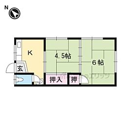 大栄荘 2階2Kの間取り